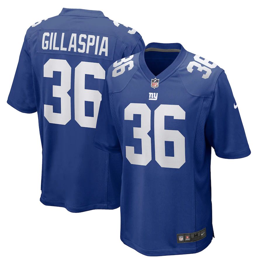 Men New York Giants 36 Cullen Gillaspia Nike Royal Game Player NFL Jersey